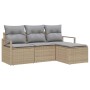 Conjunto de sofá de jardín 4 pcs Beige Poliratán