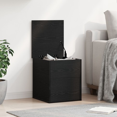 Caja de almacenamiento en color negro con acabado de roble, tamaño 40x42x46 cm, hecha de madera ingenierizada von , Aufbewahr...