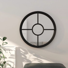 Black round iron mirror for indoor use 60x4 cm by vidaXL, Mirrors - Ref: Foro24-3093530, Price: 87,79 €, Discount: %