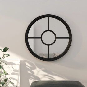 Espejo de hierro redondo negro para uso interior 60x4 cm