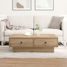 Mesa de Café Roble Artesanal Chapa, MDF 90 x 90 x 28 cm de , Mesas de centro - Ref: Foro24-868803, Precio: 108,88 €