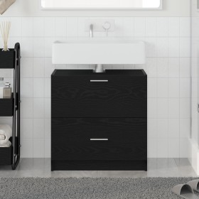 Mueble para lavabo Roble Negro 59x37x59 cm Madera