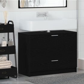 Mueble de Lavabo Negro Roble 78x37x59 cm Madera Elaborada de , Muebles de baño - Ref: Foro24-868832, Precio: 103,59 €, Descue...