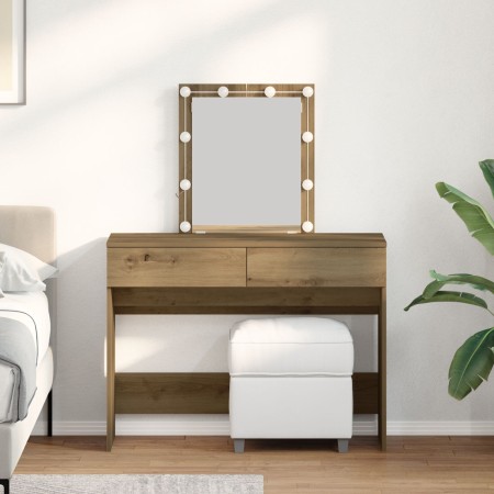 Tocador con espejo y luz LED madera de ingeniería roble artisan by , Bedroom Dressers - Ref: Foro24-868841, Price: 121,91 €, ...