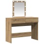 Tocador con espejo y luz LED madera de ingeniería roble artisan by , Bedroom Dressers - Ref: Foro24-868841, Price: 121,91 €, ...