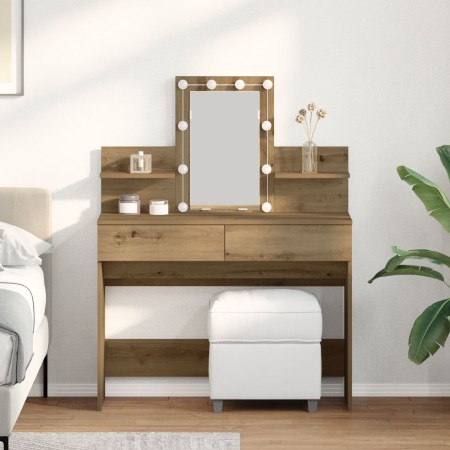 Tocador luz LED madera ingeniería roble artisan 100x40x130 cm | Foro24.es | Tu tienda online para hogar, jardín y más Foro24.es