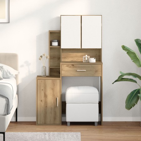 Tocador con espejo y luz LED madera de ingeniería roble artisan by , Bedroom Dressers - Ref: Foro24-868881, Price: 113,58 €, ...