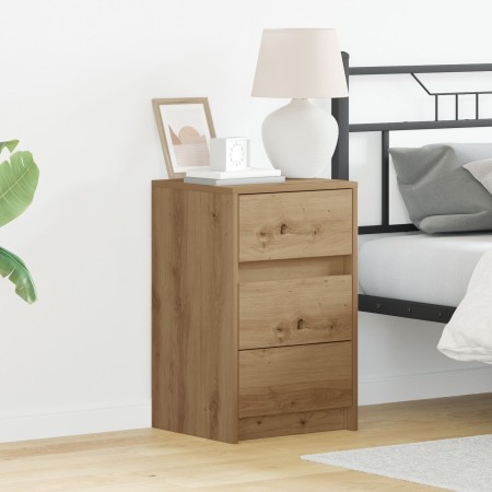 Mesita de Noche con Luces LED de Roble Artesanal de Madera Contrachapada by , Nightstands - Ref: Foro24-868931, Price: 74,74 ...