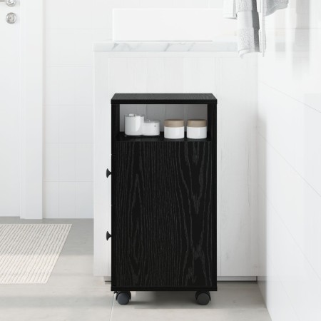 Armario de Baño Estrecho de con Ruedas en Madera de Roble Negra | Foro24.es | Tu tienda online para hogar, jardín y más Foro24.es