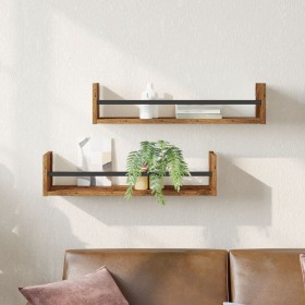Estantes de pared 2 pcs Madera vieja 60x16x14 cm