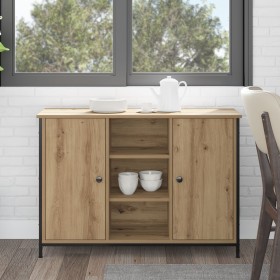 Aparador madera ingeniería roble artisan y acero 100x35x70 cm de , Aparadores - Ref: Foro24-869095, Precio: 89,37 €, Descuent...