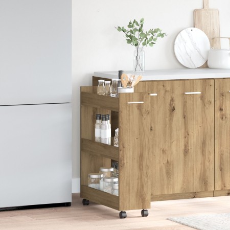 Carrito rodante madera de ingeniería roble artisan 60x22x79 cm | Foro24.es | Tu tienda online para hogar, jardín y más Foro24.es