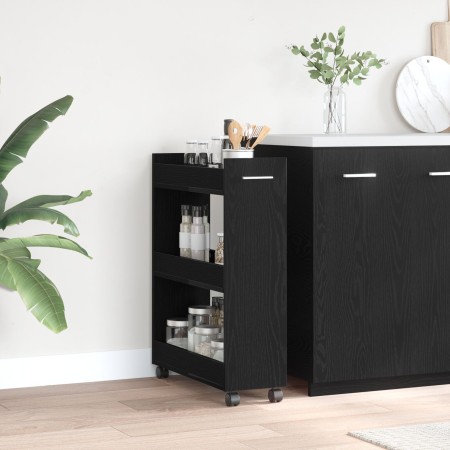 Carrito rodante madera de ingeniería roble negro 60x22x79 cm | Foro24.es | Tu tienda online para hogar, jardín y más Foro24.es
