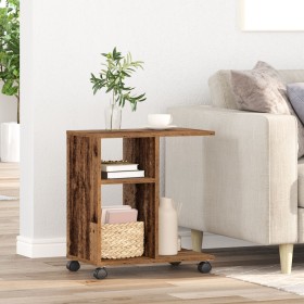 Mesa Auxiliar con Ruedas de Madera Reciclada