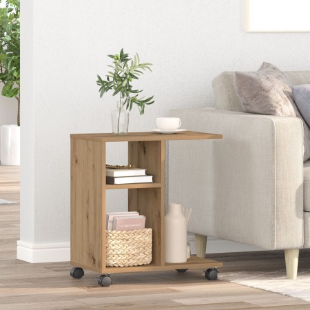 Mesa Auxiliar con Ruedas de Madera de Roble Hecha a Mano 50x30x55 cm by , Side tables - Ref: Foro24-869145, Price: 39,64 €, D...