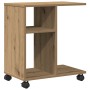 Mesa Auxiliar con Ruedas de Madera de Roble Hecha a Mano 50x30x55 cm by , Side tables - Ref: Foro24-869145, Price: 39,64 €, D...