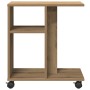 Mesa Auxiliar con Ruedas de Madera de Roble Hecha a Mano 50x30x55 cm by , Side tables - Ref: Foro24-869145, Price: 39,64 €, D...