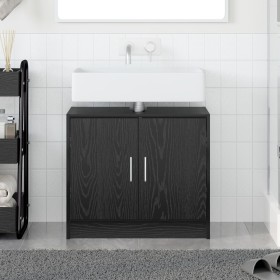 Mueble de lavabo Roble negro 63x29x55 cm Madera