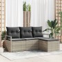 Conjunto de sofá de jardín 4 pcs Gris claro Poliratán