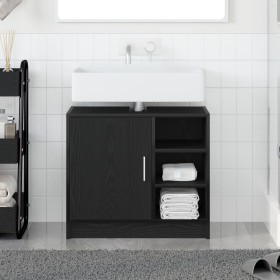 Gabinete de Lavabo Roble Negro 63x29x55 cm Madera