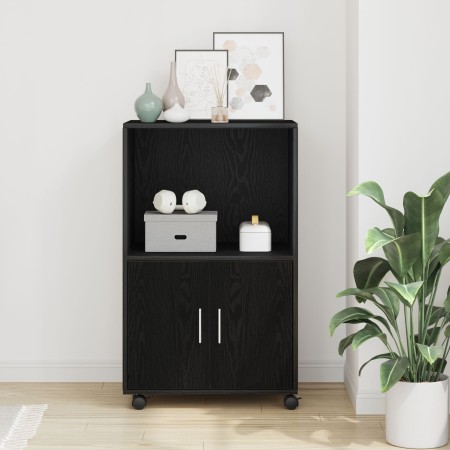 Mueble rcon ruedas madera de ingeniería roble negro 55x40x91 cm by , Sideboards - Ref: Foro24-869243, Price: 69,76 €, Discoun...