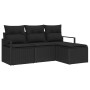 Conjunto de sofá de jardín 4 pcs Negro Poliratán