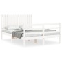 White solid wood bed frame with headboard 140x190 cm by vidaXL, Beds and slatted bases - Ref: Foro24-3194747, Price: 156,63 €...