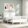 Weißer Massivholzbettrahmen mit Kopfteil 140x190 cm von vidaXL, Betten und Lattenroste - Ref: Foro24-3194747, Preis: 156,63 €...