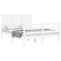 White solid wood bed frame with headboard 140x190 cm by vidaXL, Beds and slatted bases - Ref: Foro24-3194747, Price: 156,63 €...