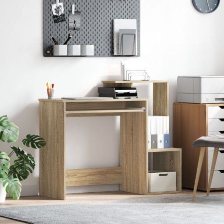 Escritorio de Computadora de Roble Sonoma MDF con chapa de roble | Foro24.es | Tu tienda online para hogar, jardín y más Foro24.es