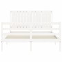Weißer Massivholzbettrahmen mit Kopfteil 140x190 cm von vidaXL, Betten und Lattenroste - Ref: Foro24-3194747, Preis: 156,63 €...
