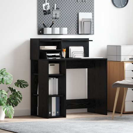 Escritorio con Almacenamiento Roble Negro 90x48x101.5 cm Madera elaborada by , Desks - Ref: Foro24-869523, Price: 96,30 €, Di...