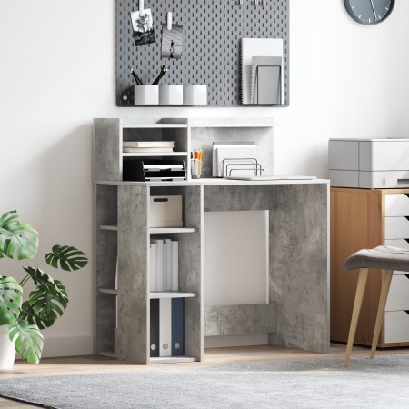 Escritorio con Almacenamiento Gris Concreto 90x48x101.5 cm Madera elaborada | Foro24.es | Tu tienda online para hogar, jardín y más Foro24.es
