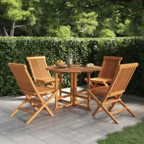 Folding garden dining set 5 pieces solid teak wood by vidaXL, Garden sets - Ref: Foro24-3096571, Price: 437,62 €, Discount: %