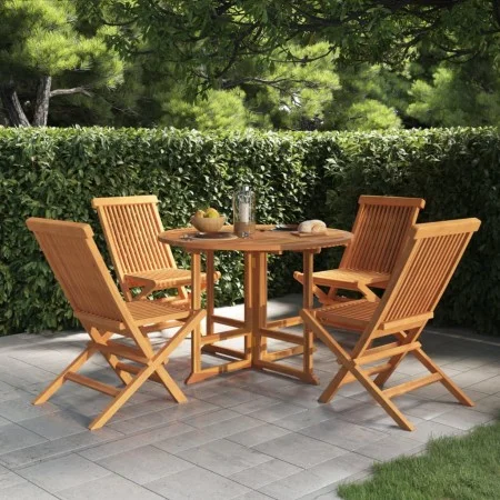Folding garden dining set 5 pieces solid teak wood by vidaXL, Garden sets - Ref: Foro24-3096571, Price: 437,62 €, Discount: %