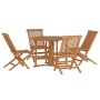 Set de comedor de jardín plegable 5 pzas madera maciza de teca