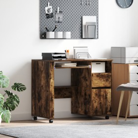 Escritorio Marrón Roble Ahumado Madera Elaborada Compacto Cajones de , Escritorios - Ref: Foro24-869534, Precio: 103,59 €, De...