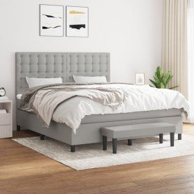 Cama box spring con colchón tela gris claro 160x200 cm en Camas y somieres | Comprar online en Foro24