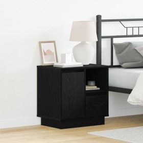 Mesas de Noche con LED 2 pcs Negro Roble