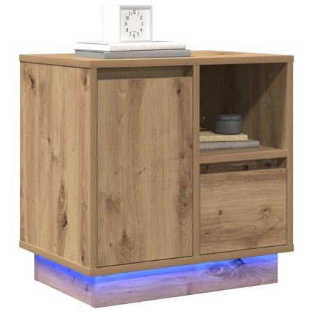 Mesa de Noche con LED Roble Artesanal 50x34,5x50 cm | Foro24.es | Tu tienda online para hogar, jardín y más Foro24.es