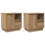 Cabinetes de Noche con LED 2 pcs Roble Artesanal 50x34,5x50 cm by , Nightstands - Ref: Foro24-869593, Price: 117,26 €, Discou...