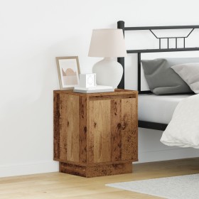 Mesitas de Noche con Luces LED 2 pcs Madera Vieja