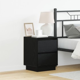 Cabinets de Noche con Luces LED 2 pcs Negro