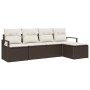 Conjunto de sofá de jardín 5 pcs Marrón Poliratán