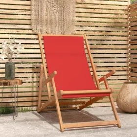 Silla de playa plegable de madera maciza de teca rojo by vidaXL, Garden chairs - Ref: Foro24-317700, Price: 94,63 €, Discount: %