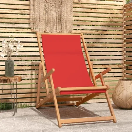Faltbarer Strandstuhl aus massivem rotem Teakholz von vidaXL, Gartenstühle - Ref: Foro24-317700, Preis: 94,63 €, Rabatt: %