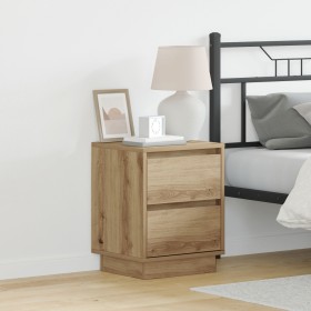 Cabinet de Noche con Luces LED Roble Artesanal