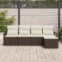 Conjunto de sofá de jardín 5 pcs Marrón Poliratán