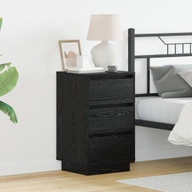 Mesita de Noche con LED Roble Negro 39x34.5x65 cm Madera Elaborada de , Mesitas de noche - Ref: Foro24-869627, Precio: 78,76 ...