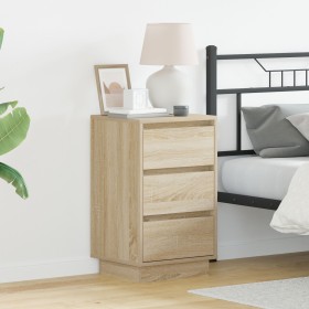 Gabinete de Noche con LED Roble Sonoma 39x34,5x65